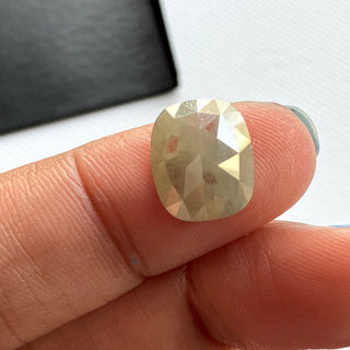 Rare 3.25CTW/11.9mm Clear White Grey Cushion Shaped Faceted Rose Cut Diamond Loose Cabochon, Natural White Diamond For Ring, DDS773/1