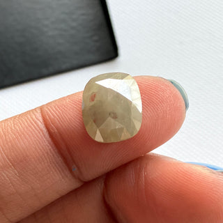 Rare 3.25CTW/11.9mm Clear White Grey Cushion Shaped Faceted Rose Cut Diamond Loose Cabochon, Natural White Diamond For Ring, DDS773/1