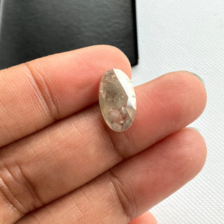2.70CTW/13.8mm Clear Grey Oval Shaped Rose Cut Loose Diamond, Faceted Rose Cut Natural Diamond Loose For Jewelry, DDS773/2