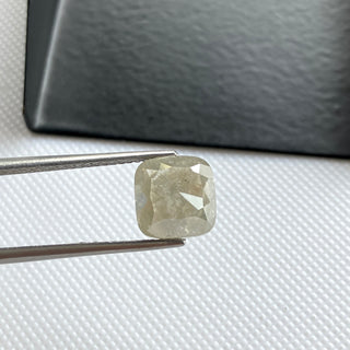 Huge 3.12CTW/8.5mm Natural White Grey Cushion Shaped Faceted Rose Cut Diamond Loose, Natural Rose Cut Loose Diamond For Ring, DDS773/3