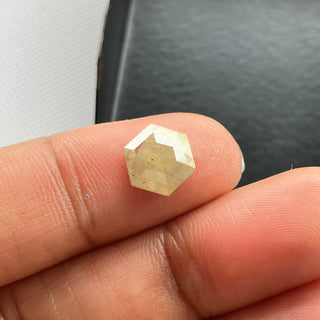 1.36CTW/8.8mm Natural White Grey Hexagon Shield Shaped Rose Cut Diamond Loose, Faceted Rose Cut Loose Diamond Ring, DDS773/9