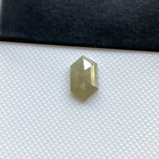 10.5mm/1.63CTW Clear White Grey Fancy Shield Shaped Long hexagon Rose Cut Loose Diamond, Faceted Flat Back Diamond Cabochon, DDS773/12
