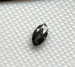 0.222CTW/5.7mm Clear Black/Grey Marquise Shape Salt And Pepper Faceted Rose Cut Diamond Loose, Natural Black Rose Cut Diamond, DDS772/11