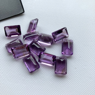 6 Pieces 10x8mm/12x8mm Natural Amethyst Emerald Cut Faceted Loose Cut Gemstones, Purple Amethyst Emeralds, BB410