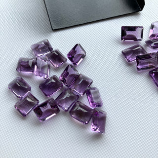 6 Pieces 10x8mm/12x8mm Natural Amethyst Emerald Cut Faceted Loose Cut Gemstones, Purple Amethyst Emeralds, BB410