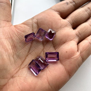 6 Pieces 10x8mm/12x8mm Natural Amethyst Emerald Cut Faceted Loose Cut Gemstones, Purple Amethyst Emeralds, BB410