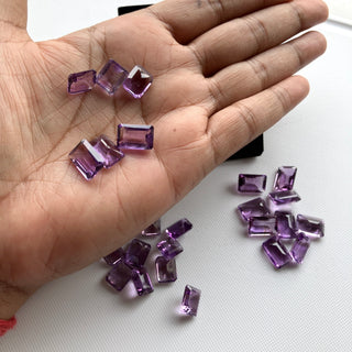 6 Pieces 10x8mm/12x8mm Natural Amethyst Emerald Cut Faceted Loose Cut Gemstones, Purple Amethyst Emeralds, BB410