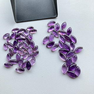 10 Pieces 10x5mm/12x6mm Natural Amethyst Marquise Shaped Smooth Loose Gemstones Flat Back Cabochon BB412