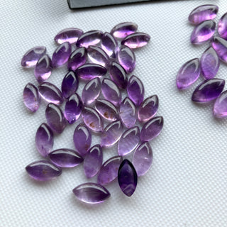 10 Pieces 10x5mm/12x6mm Natural Amethyst Marquise Shaped Smooth Loose Gemstones Flat Back Cabochon BB412