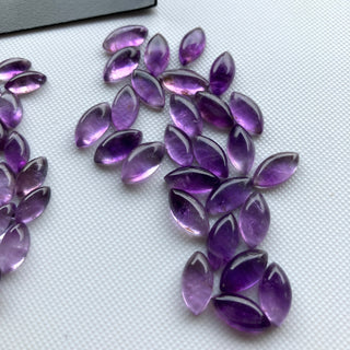 10 Pieces 10x5mm/12x6mm Natural Amethyst Marquise Shaped Smooth Loose Gemstones Flat Back Cabochon BB412