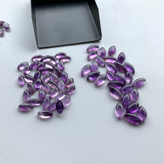 10 Pieces 10x5mm/12x6mm Natural Amethyst Marquise Shaped Smooth Loose Gemstones Flat Back Cabochon BB412