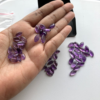 10 Pieces 10x5mm/12x6mm Natural Amethyst Marquise Shaped Smooth Loose Gemstones Flat Back Cabochon BB412