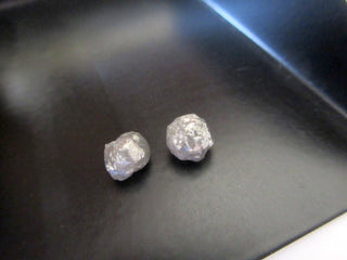 2 Pieces 6mm Each Matched Pair Gray Raw Rough Loose Diamonds, Round Natural Uncut Loose Diamonds, SKU-DDS208