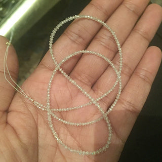 2mm To 1mm Each Rare Beautiful Clear White Faceted Raw Diamond Beads, Sold As 7.5 Inch Half Strand/15 Inch Strand, GFJ