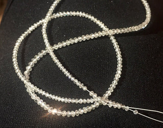 2mm To 1mm Each Rare Beautiful Clear White Faceted Raw Diamond Beads, Sold As 7.5 Inch Half Strand/15 Inch Strand, GFJ