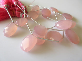 5 Pieces 15mm To 18mm Each Pink Chalcedony Rose Cut Top Side Drilled Flat Back Faceted Loose Cabochons SKU-RR1/1