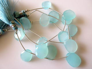 5 Pieces 15mm To 18mm Each Aqua Chalcedony Rose Cut Top Side Drilled Flat Back Faceted Loose Cabochons SKU-RR2/1