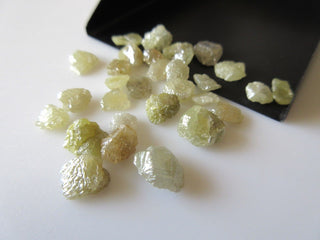 20 Pieces Yellow Raw Rough Flat Back Smooth Diamonds, 7mm to 8mm Each Yellow/Green Color Uncut Diamonds SKU-DDS101/2