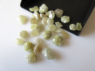 2 Pieces Yellow Raw Diamonds Flat Back Smooth Rough Diamonds, Yellow/Green Diamonds, Uncut Diamonds 5mm Each Approx, SKU-Dds100