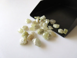 2 Pieces Yellow Raw Rough Flat Back Smooth Diamonds, 7mm to 8mm Each Yellow/Green Color Uncut Diamonds SKU-DDS101/1