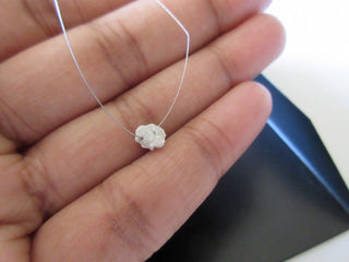 1 Piece Natural White Rough Diamond Drilled, 1mm Large hole Diamond Bead, White Raw Uncut Diamond, 5-5.5mm Approx, DDS104/1