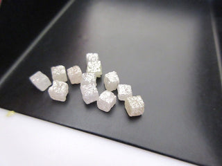 2 Pieces 3mm to 4mm Box shaped White Grey Diamond Cube, Rare Natural Rough Uncut Diamond Cubes, DDS110/1