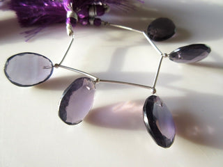 5 Pieces 15mm to 18mm Each Rose Cut Amethyst Color Hydro Quartz Front Drilled Faceted Flat Back Loose Cabochons RR23/1