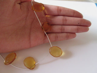 5 Pieces 15mm To 18mm Each Hydro Quartz  Rose Cut Citrine Color Side Drilled Faceted Flat Back Loose Cabochons RR25/1