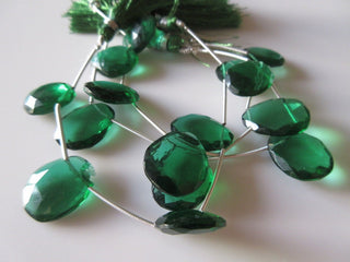 5 Pieces 15mm to 18mm Hydro Quartz Rose Cut Emerald Color Side Drilled Faceted Flat Back Loose Cabochons RR26/1