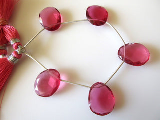 15 Pieces 15mm to 18mm Ruby Color Hydro Quartz Side Drilled Faceted Flat Back Rose Cut Loose Cabochons SKU-RR29/2