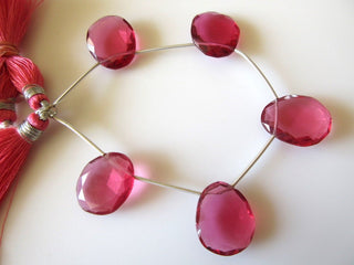 5 Pieces 15mm to 18mm Rose Cut Ruby Color Hydro Quartz Side Drilled Faceted Flat Back Loose Cabochons RR29/1