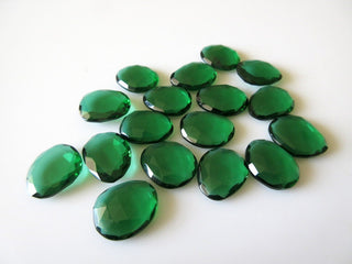 5 Pieces 14mm To 18mm Each Hydro Quartz Emerald Color Rose Cut Faceted Flat Back Loose Cabochons RC113