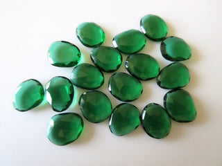 5 Pieces 14mm To 18mm Each Hydro Quartz Emerald Color Rose Cut Faceted Flat Back Loose Cabochons RC113