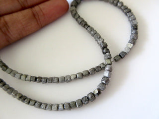 5.5 to 2.5mm Huge Natural Gray Diamond Conflict Free Box Beads, Natural Rough Raw Uncut Diamond, Sold As 8 Inch/16 Inch Strand, SKU-DDS240/2