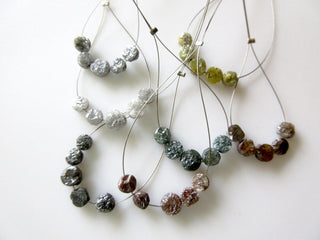 5 Pieces Button Shaped Blue Raw Diamonds, Raw Diamond Button Beads, Conflict Free Natural Rough Uncut Diamond, SKU-Dds245/2