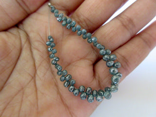 Blue Diamond Faceted Tear Drop Briolette Beads, Natural Raw Rough Diamond, Sold As 2 Inches 25 Pieces/4 Inches 50 Pieces, SKU-Dds246/2