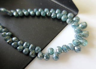 10 pcs 2.5mm To 3mm Tiny Blue Diamond Faceted Briolette Beads, Natural Diamond Tear Drops, Raw Rough Diamond Beads,  SKU-Dds246/6