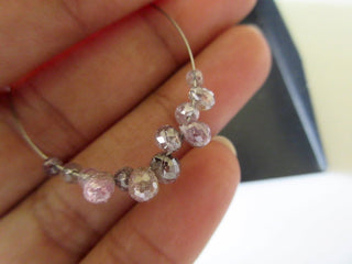 12 pcs Pink Diamond Faceted Briolette Beads, Natural Diamond Tear Drops, Raw Rough Diamond Beads, SKU-Dds247/1