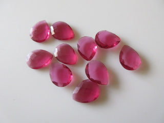 5 Pieces 18x13mm Each Hydro Quartz Pink Rubelite Tourmaline Pear Shaped Faceted Rose Cut Flat Back Loose Cabochons CL102