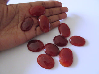 5 Pieces 27mm To 30mm Each Red Onyx Faceted Oval Shaped Loose Gemstones CL