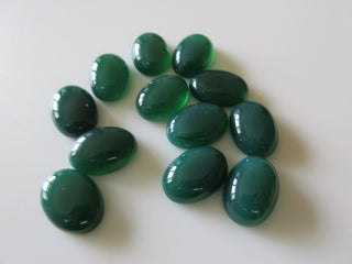 50 Pieces Wholesale 18x13mm Oval Shaped Calibrated Flat Back Green Onyx Smooth Cabochons, Green Onyx Gemstone Cabochon Loose, CL93/1