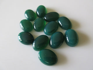 50 Pieces Wholesale 18x13mm Oval Shaped Calibrated Flat Back Green Onyx Smooth Cabochons, Green Onyx Gemstone Cabochon Loose, CL93/1