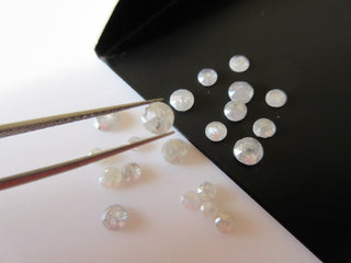 3 Pieces, 4mm To 5mm Clear Opaque White Rose Cut Diamonds, Rose Cut Cabochon, Excellent Cut/Height/Lustre, White Diamond Rose Cut, SKU-Rcd52