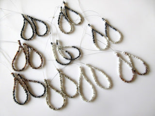 Set of 2 White Black Diamond Matched Pair Loops, Raw Uncut Diamond Earrings, Rough Diamond Chips, Hook And Wear, SKU-DDS141/1