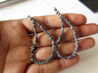 Set of 2 Hook And Wear Black Diamond Matched Pair Loops, Raw Uncut Diamond Earrings, Rough Diamond Chips Pendant, SKU-DDS141/2