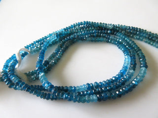 Natural Blue Apatite Rondelle Beads, 4mm Faceted Rondelles, Shaded Multi Color Apatite Beads, 13 Inch Strand, GFJ511