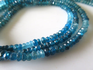 Natural Blue Apatite Rondelle Beads, 4mm Faceted Rondelles, Shaded Multi Color Apatite Beads, 13 Inch Strand, GFJ511