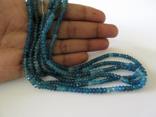 Natural Blue Apatite Rondelle Beads, 4mm Faceted Rondelles, Shaded Multi Color Apatite Beads, 13 Inch Strand, GFJ511