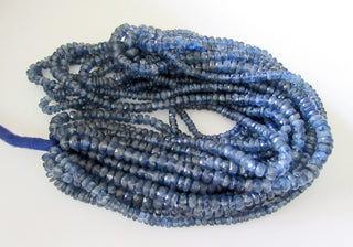 5 Strands Wholesale Blue Kyanite Faceted Rondelle Beads Natural Kyanite Beads 4mm To 4.5mm Each 15 Inch Strand GDS6/1
