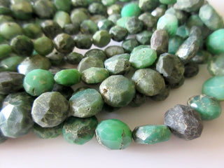 Chrysoprase Button Beads Faceted Raw Looking Chrysoprase Flat Button Coin Rondelles 11mm Beads 13 Inch Strand GDS8
